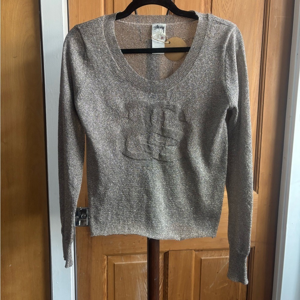 Stussy Metallic Silver Knit Top‎
